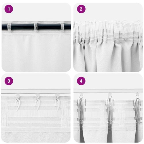  Függönyök függönyökkel 2 pcs Fényes fehér Poliészter