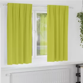    Fekete Függöny Gyűrűkkel 2 pcs Zöld 175 x 140 cm Poliészter