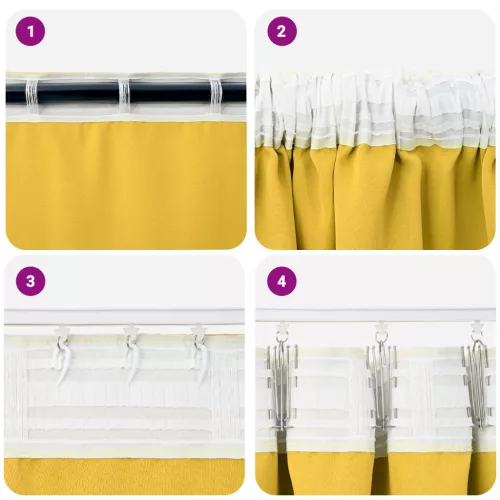  Függönyök 2 pcs mustársárga 225 x 140 cm Poliészter