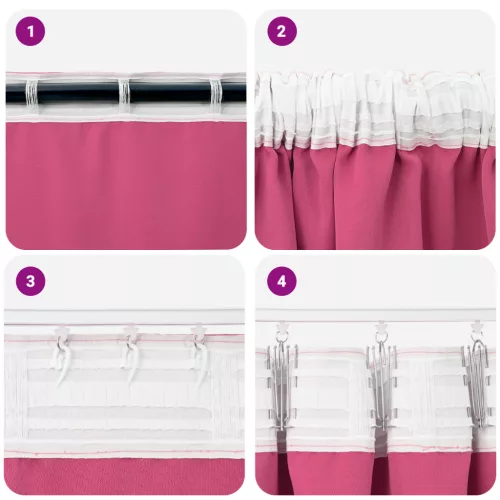  Függönyök 2 pcs Fényes rózsaszín 260 x 140 cm Poliészter