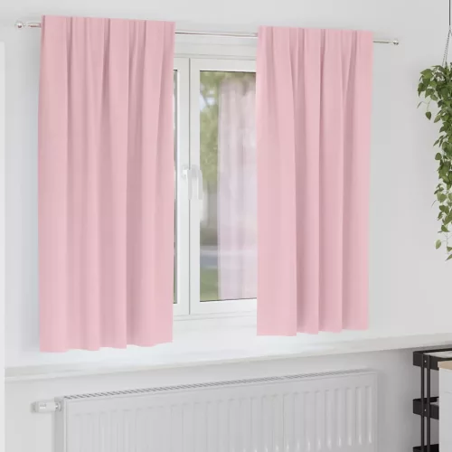  Fekete Függöny Gyűrűkkel 2 pcs Babarózsaszín 175 x 140 cm
