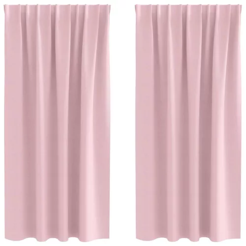  Fekete Függöny Gyűrűkkel 2 pcs Babarózsaszín 175 x 140 cm