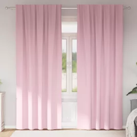    Fekete Függöny Gyűrűkkel 2 pcs Babarózsaszín 245 x 140 cm