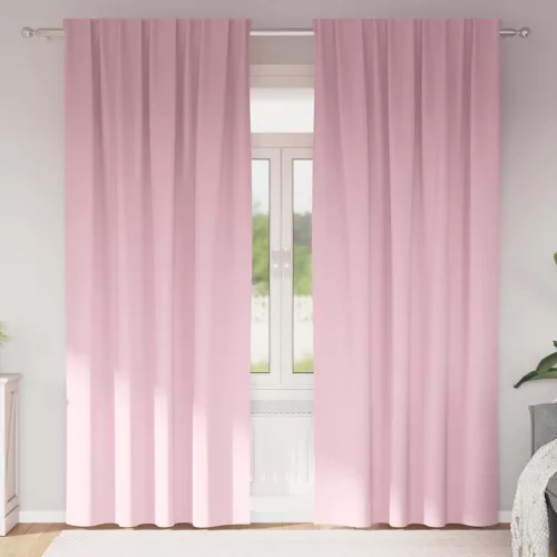  Fekete Függöny Gyűrűkkel 2 pcs Babarózsaszín 260 x 140 cm