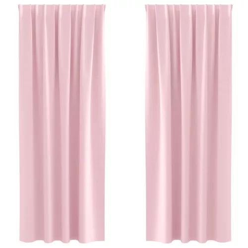  Fekete Függöny Gyűrűkkel 2 pcs Babarózsaszín 260 x 140 cm