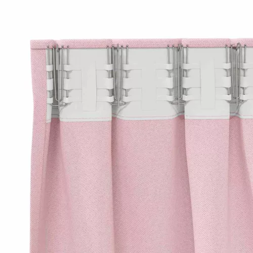  Fekete Függöny Gyűrűkkel 2 pcs Babarózsaszín 260 x 140 cm