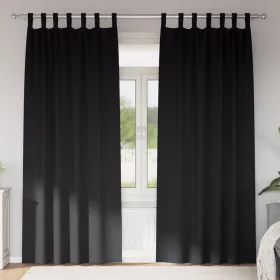    Függönyök függönyökkel 2 pcs Fekete 245 x 140 cm Poliészter