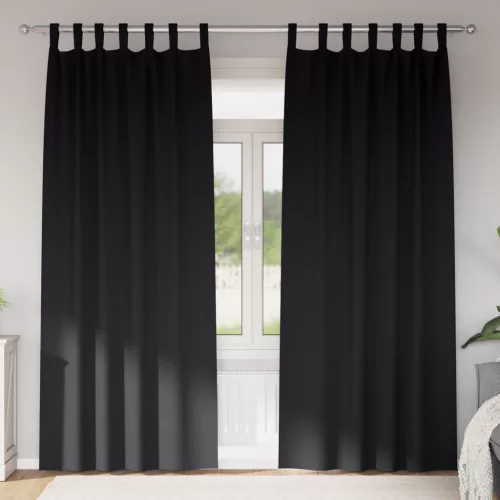  Függönyök függönyökkel 2 pcs Fekete 245 x 140 cm Poliészter