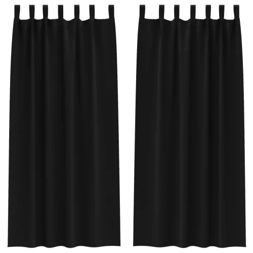  Függönyök függönyökkel 2 pcs Fekete 245 x 140 cm Poliészter