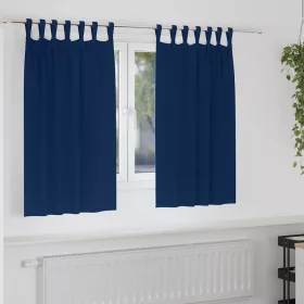  Függönyök függönyökkel 2 pcs Sötétkék Poliészter