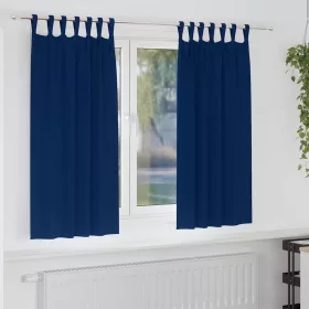 Függönyök függönyökkel 2 pcs Sötétkék Poliészter