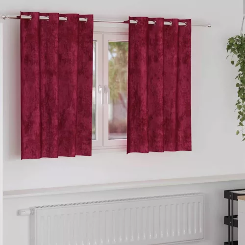  Bársonyfüggönyök függönyökkel 2 pcs Bordó 140 x 140 cm Bársony