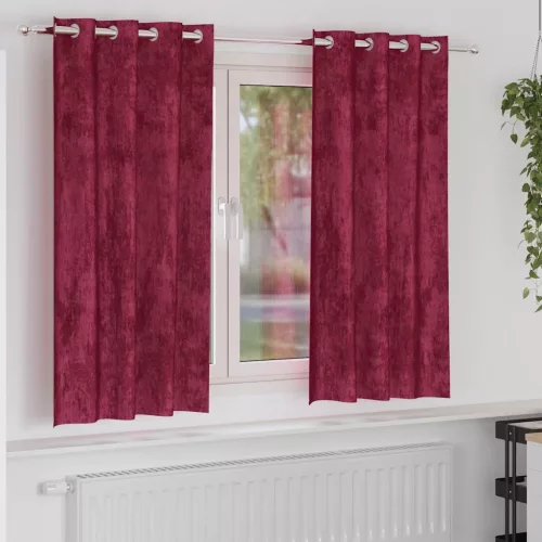  Bársonyfüggönyök függönyökkel 2 pcs Bordó 175 x 140 cm Bársony