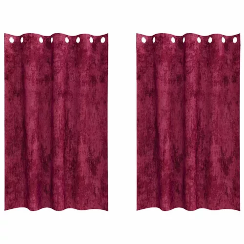  Bársonyfüggönyök függönyökkel 2 pcs Bordó 175 x 140 cm Bársony