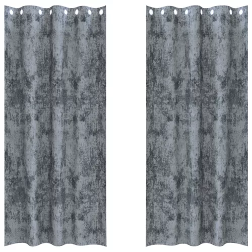  Velúr Függönyök 2 Pár Szemfüggönnyel Ezüst Szürke 260 x 140 cm