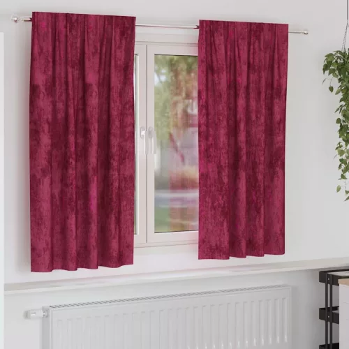  Bársonyfüggönyök függönyökkel 2 pcs bordó 175 x 140 cm Bársony