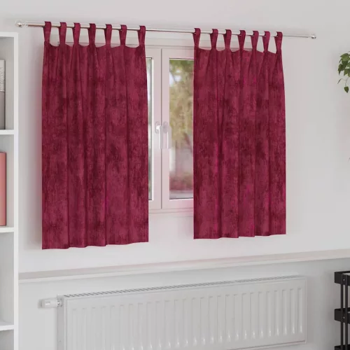  Bársonyfüggönyök függönyökkel 2 pcs Bordó 140 x 140 cm Bársony