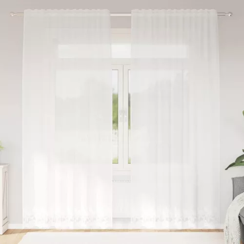  Csipkés Függöny függönyökkel Fehér 150 x 240 cm Poliészter
