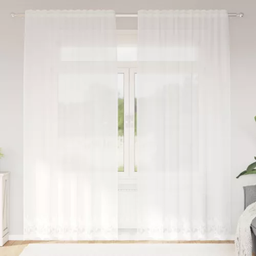  Csipkés Függöny függönyökkel Fehér 150 x 245 cm Poliészter