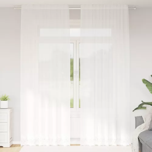 Csipkés Függöny függönyökkel Virágos Fehér 150 x 300 cm Poliészter