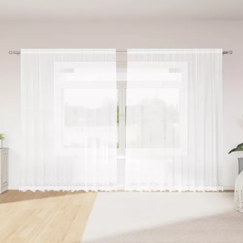  Csipkés Függöny függönyökkel Virágos Fehér 300 x 200 cm Poliészter