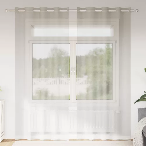  Függönyök függönyökkel 2 pcs Krémszínű 140 x 260 cm Poliészter