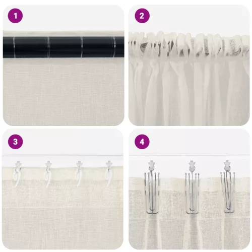  Függönyök függönyökkel 2 pcs Krémszínű 140 x 175 cm Poliészter