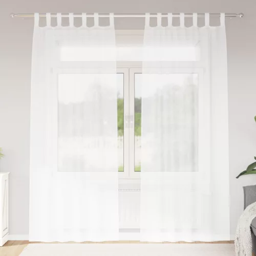  Függönyök függönyökkel 2 pcs Fehér 140 x 225 cm Poliészter