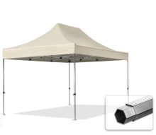   Professional összecsukható sátrak PROFESSIONAL 400g/m2 ponyvával, alumínium szerkezettel, oldalfal nélkül - 3x4,5m krém