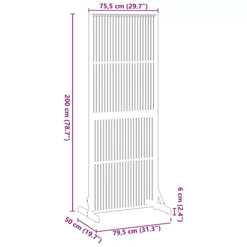  Magánszféra Képernyő Barna 79.5 x 50 x 200 cm Tömör akácfa