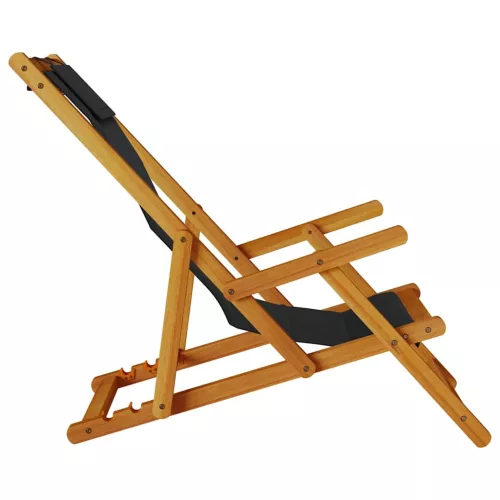  fekete akácfa & textilene összecsukható strandszék karfával