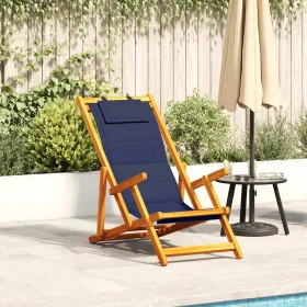    kék akácfa & textilene összecsukható strandszék karfával