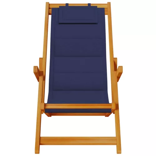  kék akácfa & textilene összecsukható strandszék karfával