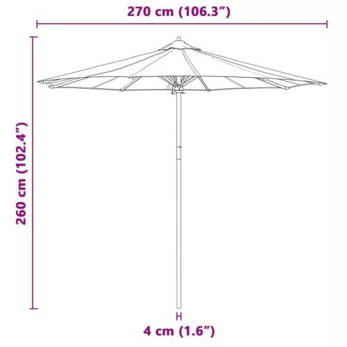  Krém Fehér Kert Parasol 270x260 cm Bambusz