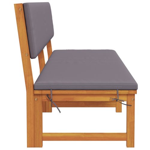  Napozóágy 3 az 1-ben funkcióval világosszürke párnákkal tömör akáciából