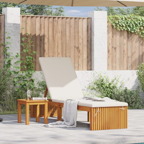  Napágy Párnával 200x55x30 cm Tömör Akácfából