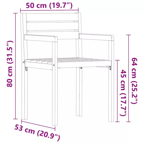  4 db tömör akácfa kerti szék 50 x 53 x 80 cm