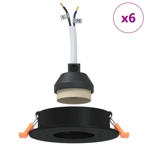  Belógó Spotlámpák 6 db Kerek GU10 Fekete Ø91 mm