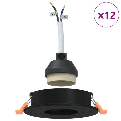  Beépített spotlámpák 12 db Kerek GU10 Fekete Ø91 mm