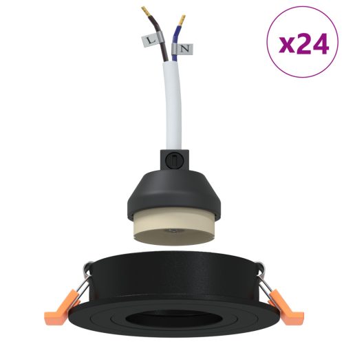  beépített spotlámpák 24 db kerek GU10 fekete Ø91 mm