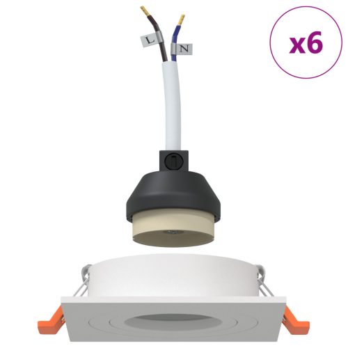  Beépített Spotlámpák 6 db Négyzet GU10 Fehér 91x91 mm