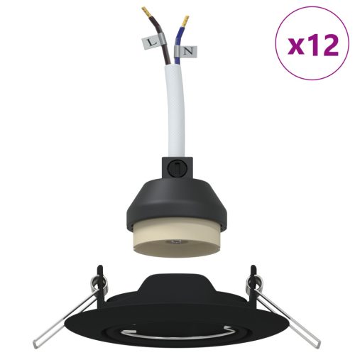  Beépített Spotlámpák 12 db Kerek GU10 Fekete Ø90 mm Acél