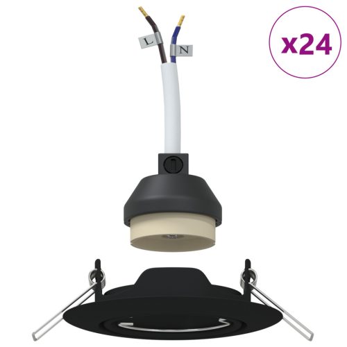  Beépített Spotlámpák 24 db Kerek GU10 Fekete Ø90 mm Acél