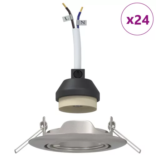  Beépíthető Spotlámpák 24 db Kerek GU10 Ezüst Ø90 mm Acél