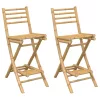  2 db bambusz kültéri bárszékek lábtartóval összecsukható