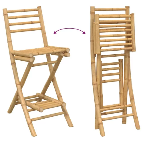  2 db bambusz kültéri bárszékek lábtartóval összecsukható