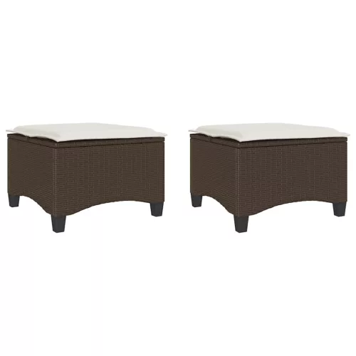  2 db barna polirattan kerti székek párnákkal 55x55x36 cm