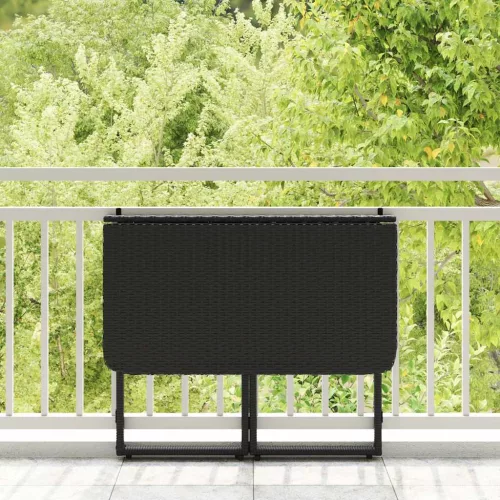  fekete polyrattan összecsukható kerti asztal 90x51x75 cm