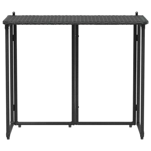  fekete polyrattan összecsukható kerti asztal 90x51x75 cm