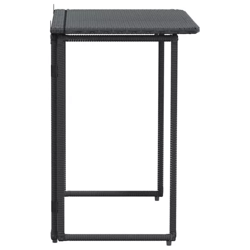  fekete polyrattan összecsukható kerti asztal 90x51x75 cm